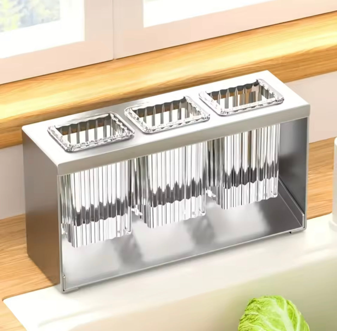 Acrylic Cutlery Holder With Metal Stand, Multi Grid Kitchen Cutlery Storage Organizer, Makeup Brush Organizer, Bathroom Toiletries Holder Acrylic Cutlery Holder With Metal Stand, Multi Grid Kitchen Cutlery Storage Organizer, Makeup Brush Organizer, Bathroom Toiletries Holder